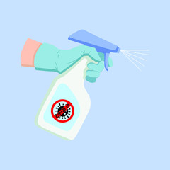 Stop COVID-19.Disinfect the surfaces. The concept of prevention COVID-19. Protection from coronavirus. An outbreak of a new coronavirus. Vector illustration for a poster, banner, flyer.