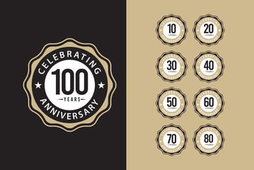100 Years Anniversary Set Celebrations Elegant Vector Template Design Illustration