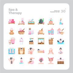 Vector Flat Icons Set of Spa & Therapy Icon. Design for Website, Mobile App and Printable Material. Easy to Edit & Customize.