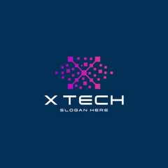 x letter logo technology design