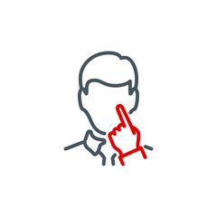 do not touch the face single line icon isolated on white. Perfect outline symbol Prevention Coronavirus Covid 19 pandemic banner. Quality design warning element with editable Stroke