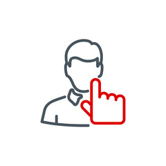 do not touch the face single line icon isolated on white. Perfect outline symbol Prevention Coronavirus Covid 19 pandemic banner. Quality design warning element with editable Stroke