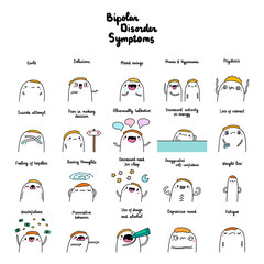 Bif set bipolar disorder symptoms man expressive in cartoon comic style