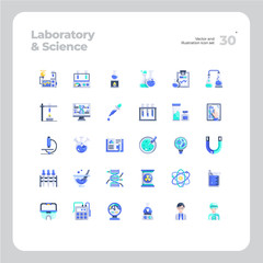 Vector Flat Icons Set of Science and Laboratory Equipment Icon. Design for Website, Mobile App and Printable Material. Easy to Edit & Customize.