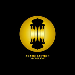 Arabic lantern flat icons set. Ramadan lantern sign for mobile application. Muslim decoration symbol. Eastern traditional culture vector illustration isolated on Black background.