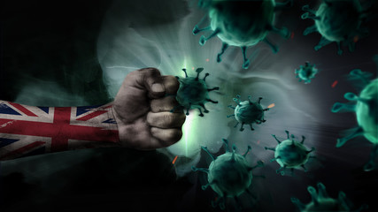United Kingdom vs Coronavirus. Fight against deadly virus. Battle of United Kingdom with COVID-19