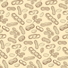 Graphics pattern Peanut. Nuts hand drawn, doodle style