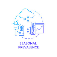 Seasonal prevalence blue concept icon. Epidemiology in winter. Sick human. Ill patient. Rotavirus spread risk idea thin line illustration. Vector isolated outline RGB color drawing