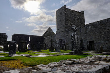 Fototapeta na wymiar View of the ruined Burrishoole Friary: it was a Dominican friary in County Mayo, Ireland.