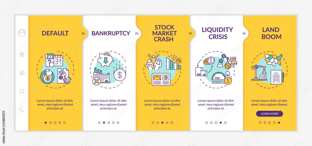Aufkleber economic crisis onboarding vector template. international problems and global financial collapse. re