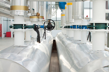 Water pumps from boilers in an industrial greenhouse