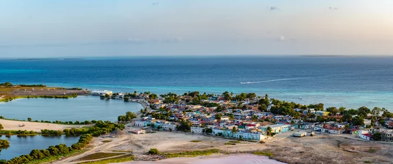 Foto op Canvas Panoramic high view of Los Roques town. Los Roques National Park, Venezuela. View from lighthouse. © DOUGLAS