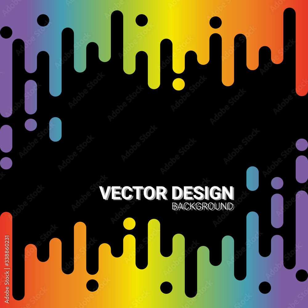 Fototapete abstract rainbow pulse music player on black background. rounded lines in wave style. vector element