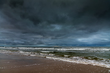 Baltic sea coast in cold winter day next to Liepaja, Latvia.