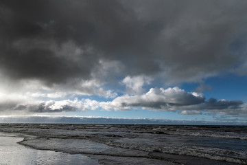 Baltic sea coast in cold winter day next to Liepaja, Latvia.