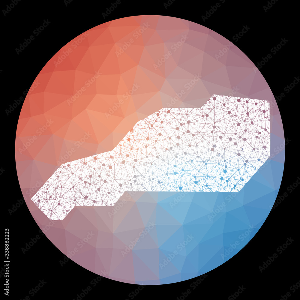 Poster vector network map of little stirrup cay. map of the island with a low poly background. rounded litt
