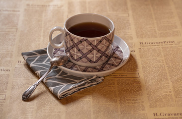 Tea time with a purple cup