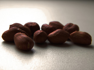 Peanuts raw peeled close up