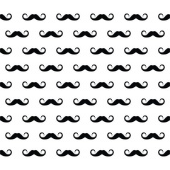 Seamless Pattern Mustache Isolated on White Background, Mustache Wallpaper.