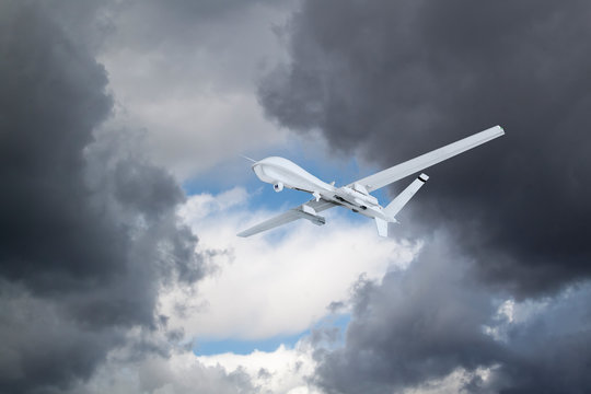 unmanned aerial vehicle UAV flies in the sky in search of violators of the coronavirus quarantine