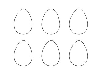 Fototapeta premium Set of contours and shapes of eggs for coloring at Easter. Vector template for creativity