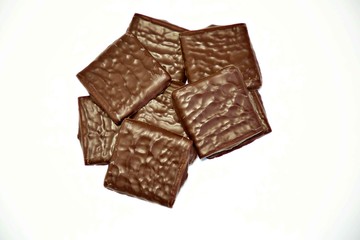 Square pieces of chocolate