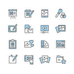 Set of vector web development line icons
