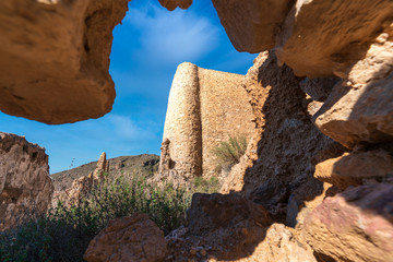 ruins of buildings in the El Cid ravine (Berja) Spain