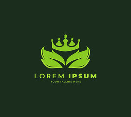leaf crown design logo vector