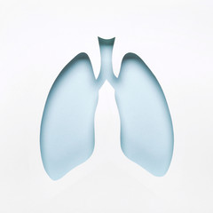 World Tuberculosis Day or World Lung Day concept. Minimal Paper Art. Blue Hole Lungs as symbol of...