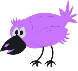crow pink funny cute with black beak cartoon humor