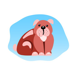Cute cartoon dog isolated on white background. Vector illustration.