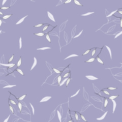 Vintage pastel background. Hand drawn vector illustration. Botanical motifs. Isolated lavender seamless flower pattern.