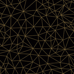 golden seamless triangle geometric pattern on black background
