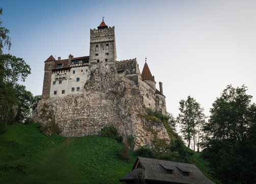 Bran Castle at sunset best known as Dracula's Castle, home of Vlad Tepes Dracula, Brasov, Transylvania, Romania