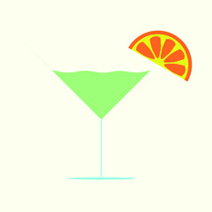 
EPS-10 vector graphic, slice of orange with a glass