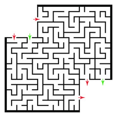 Illustration with labyrinth with places for your images, maze conundrum for kids. Baby puzzle with entry and exit. Children riddle game.