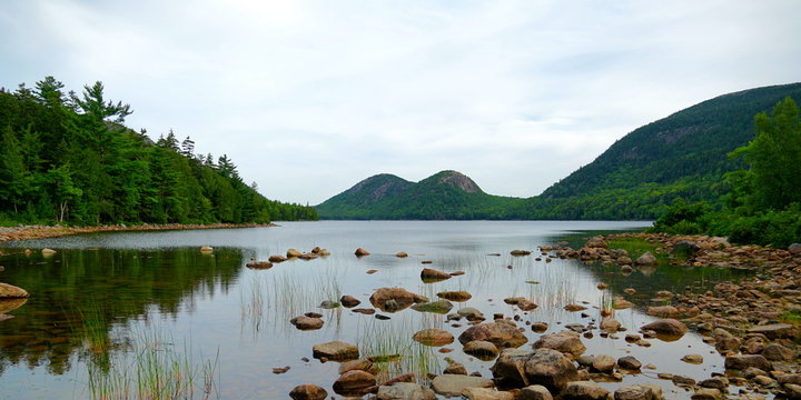 Jordan Pond in Acadia National Park. Shot briefly after sunrise.