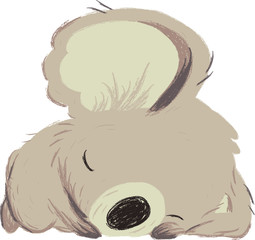 The cute cartoon character. 
Koala sleeps . Australian animals to lie. Lazy cartoon character.