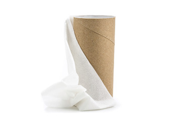 Empty toilet paper roll isolated on white background