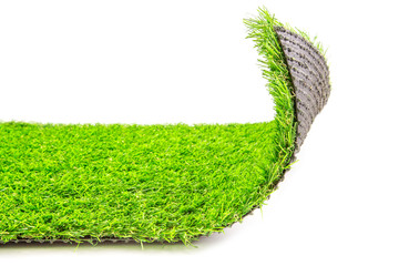 opening artificial grass mat isolated on a white background