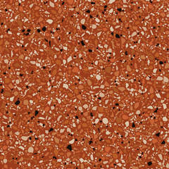 Vector surface texture of granite, concrete, mosaic tile, pebbles, quartz shape. Flooring venetian terrazzo seamless pattern. Natural realistic stone imitation, marble confetti background. - 338874654