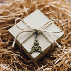 craft box with ribbon and pendant