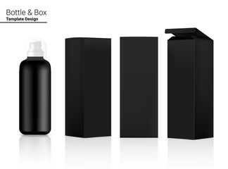 Glossy Spray Bottle Mock up Realistic Cosmetic and 3 Dimensional Box for Whitening Skincare and Aging anti-wrinkle merchandise on White Background Illustration. Health Care and Medical.