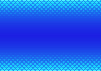 A blue and white background with a geometric shaped top and bottom border with copy space