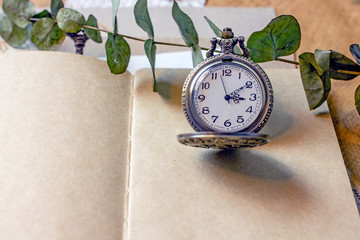 Vintage pocket watch background 