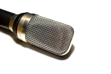 Metal part of microphone close up