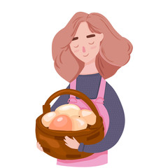 Woman with basket easter eggs