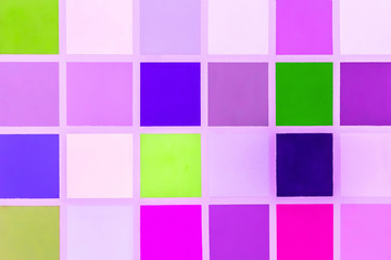 Samples of different shades of color in a square texture, colorful abstract mosaic background