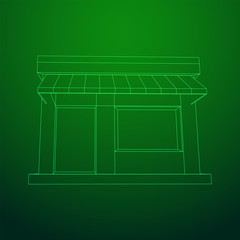 Shop market store. Small business concept. Wireframe low poly mesh vector illustration.